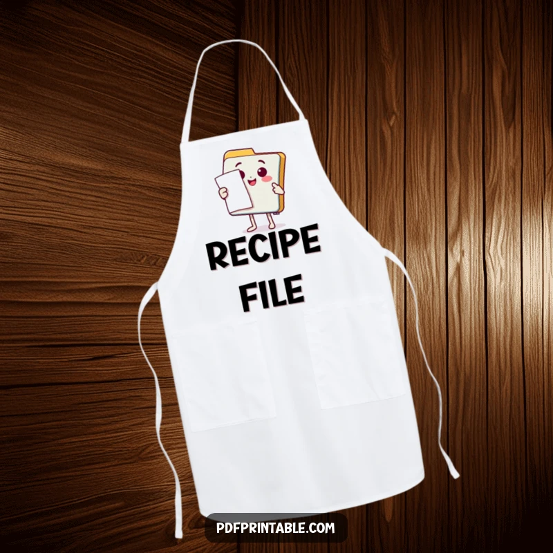 Funny Apron: A happy folder character presenting a document with a flourish, bringing professional organization and charm to any activity.