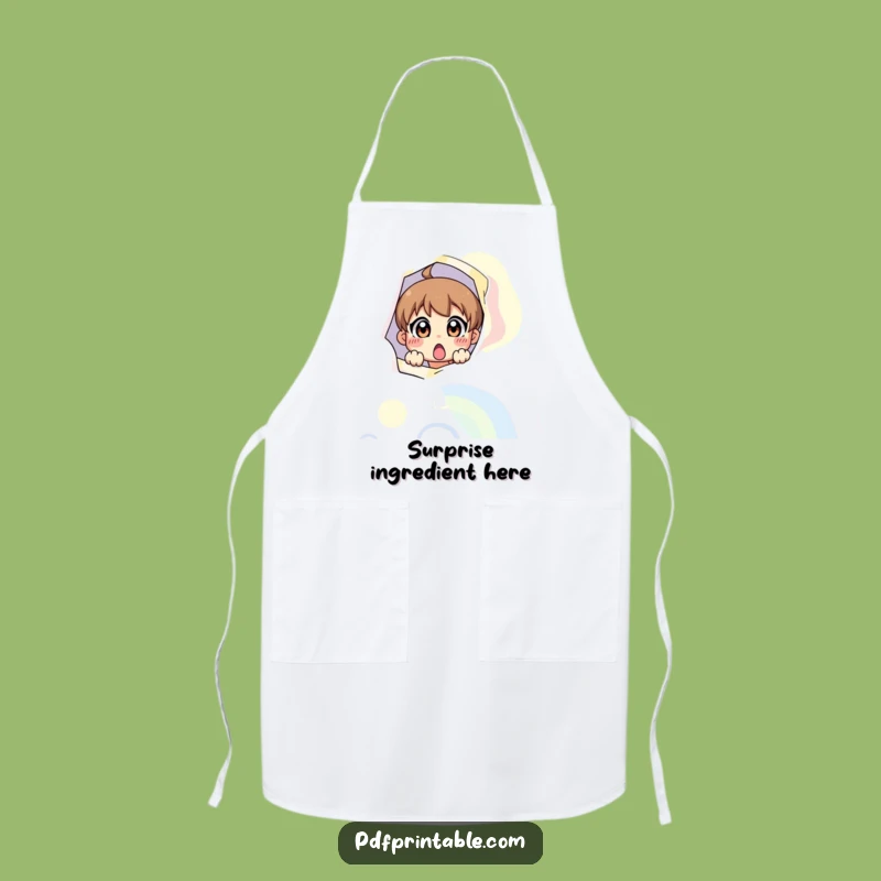 Funny Surprise Page Character Apron: Kitchen Peek, Colorful Design, Humorous Gift