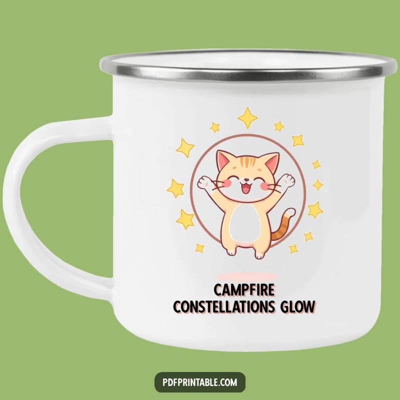 Funny Cat Star Hoop Camping Mug: Enjoy Adventures Under The Stars