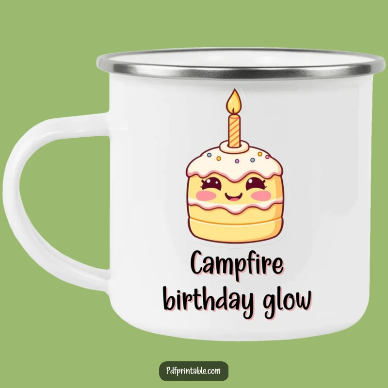 Funny Birthday Cake Camping Mug: Enjoy Your Adventure with a Smiling Treat
