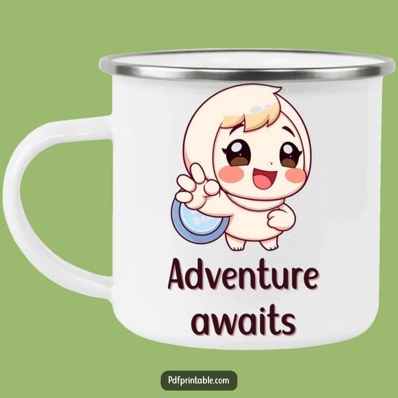 Funny Button Presser Camping Mug: Sip Your Adventure with this Hilarious Enamel Mug
