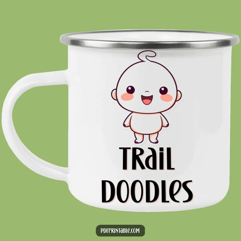 Funny Camp Mug: Happy Character S Doodle Art, Durable Funny Gift
