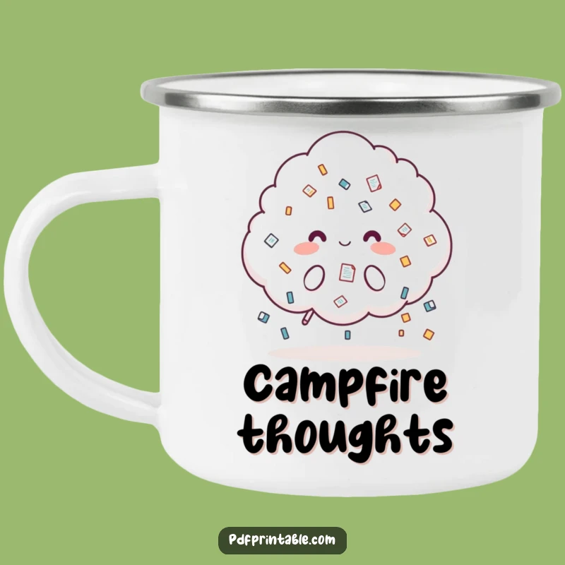 Funny Cloud Camping Mug: Raining Documents - Quirky Outdoor Office Gift