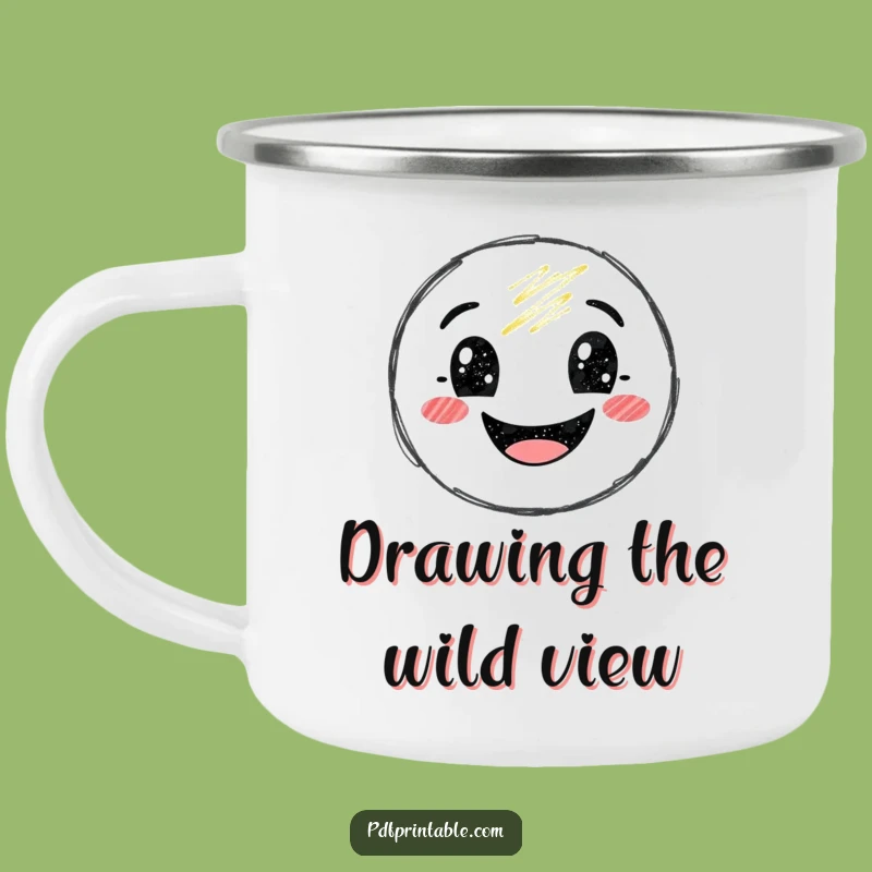 Funny Crayon Smile Camping Mug: Enjoy Hot Drinks with Hilarious Art