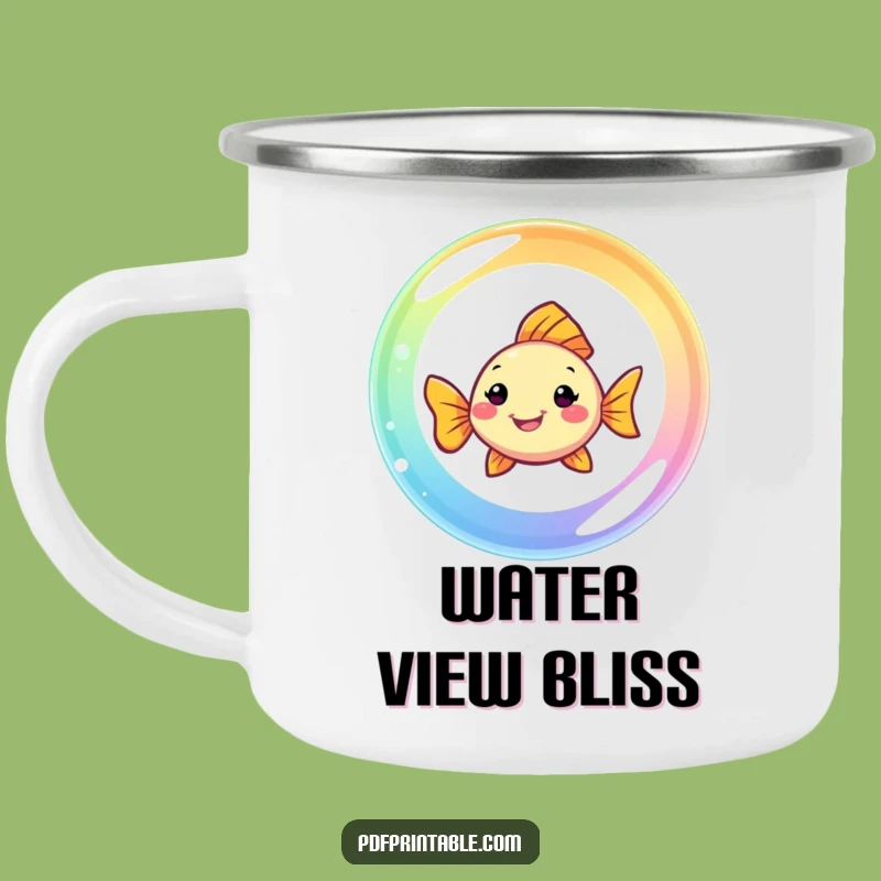 Funny Fish Rainbow Bubble Camping Mug: Outdoor Adventures, Smiling Swimmer, a Great Funny Gift!