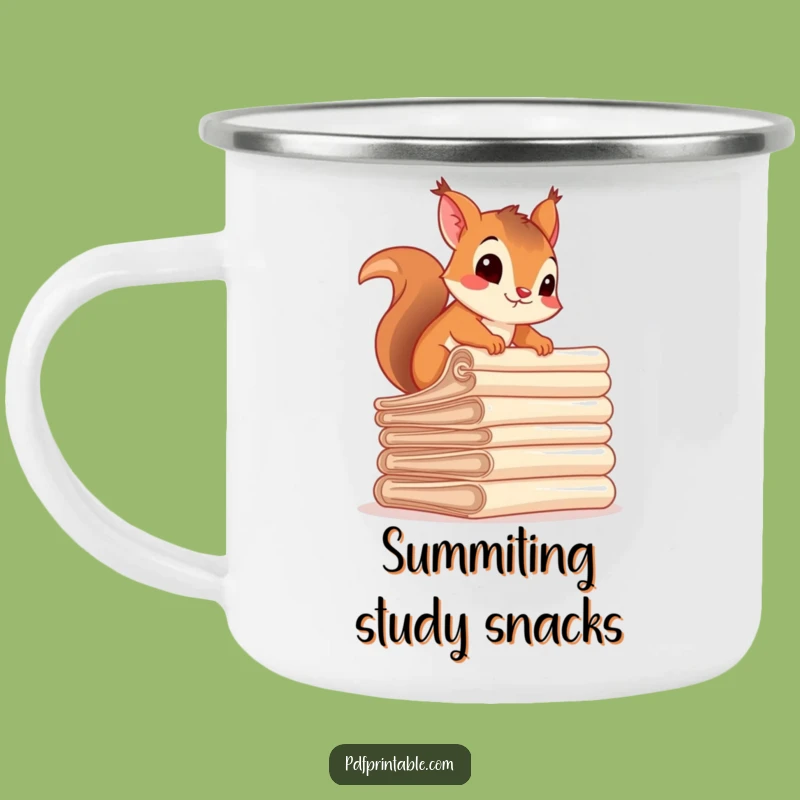Funny Squirrel Campfire Document Mug - Durable and humorous gift for outdoor lovers.