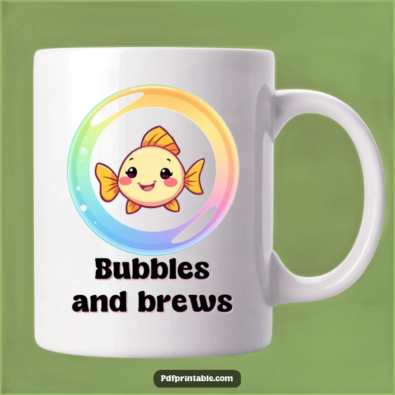 Funny Fish Bubble Mug: A Smiling Swimmer's Rainbow Journey, the Ultimate Funny Gift!