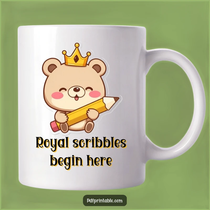 Funny Giggling Bear King Mug: Regal Humor for Writers & Dreamers, Perfect Funny Gift!