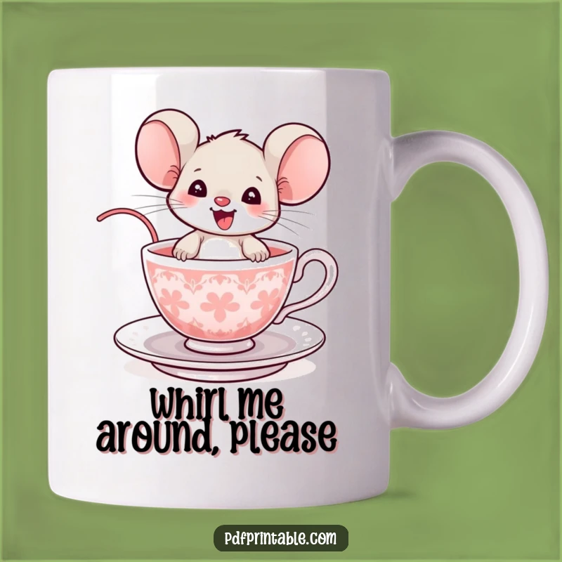 Funny Teacup Mouse Mug: A Delighted Rodent Enjoying a Whimsical Ride, Perfect Funny Gift!