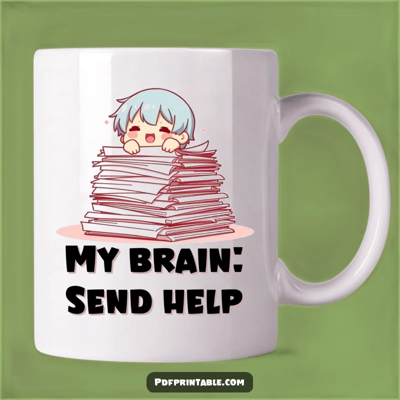 Funny Office Chaos Mug: Character Drowning in Papers, Perfect Accountant Gift