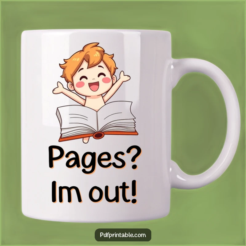 Funny Bookworm Mug: Smiling Character Leaping from Page - Perfect Gift for Readers