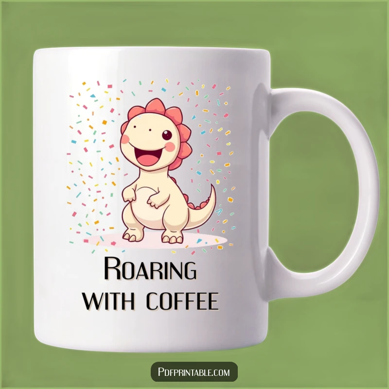Funny Confetti Dino Printing Mug: A Hilarious Gift for Party Starters and Art Lovers