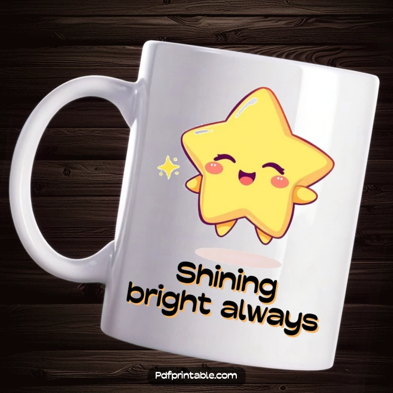 Funny Mug featuring a playful star character winking mischievously while drawing a shimmering, sparkly trail.