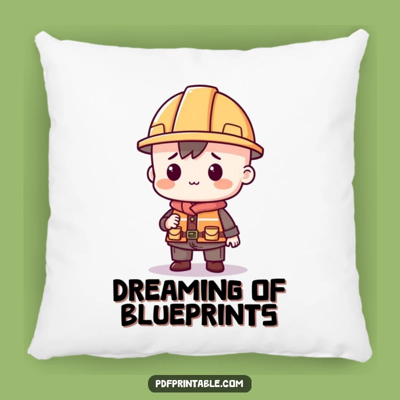 Funny Construction Pillow: Comfy Accent for Creative Spaces & Playrooms