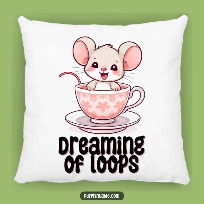 Funny Mouse Teacup Pillow: Cozy Comfort with a Delighted Rodent, an Adorable Funny Gift!