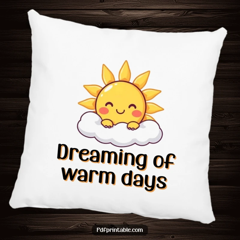 Funny Pillow: A plush pillow with a smiling sun character peeking from a cloud, perfect for comfortable, cheerful moments.