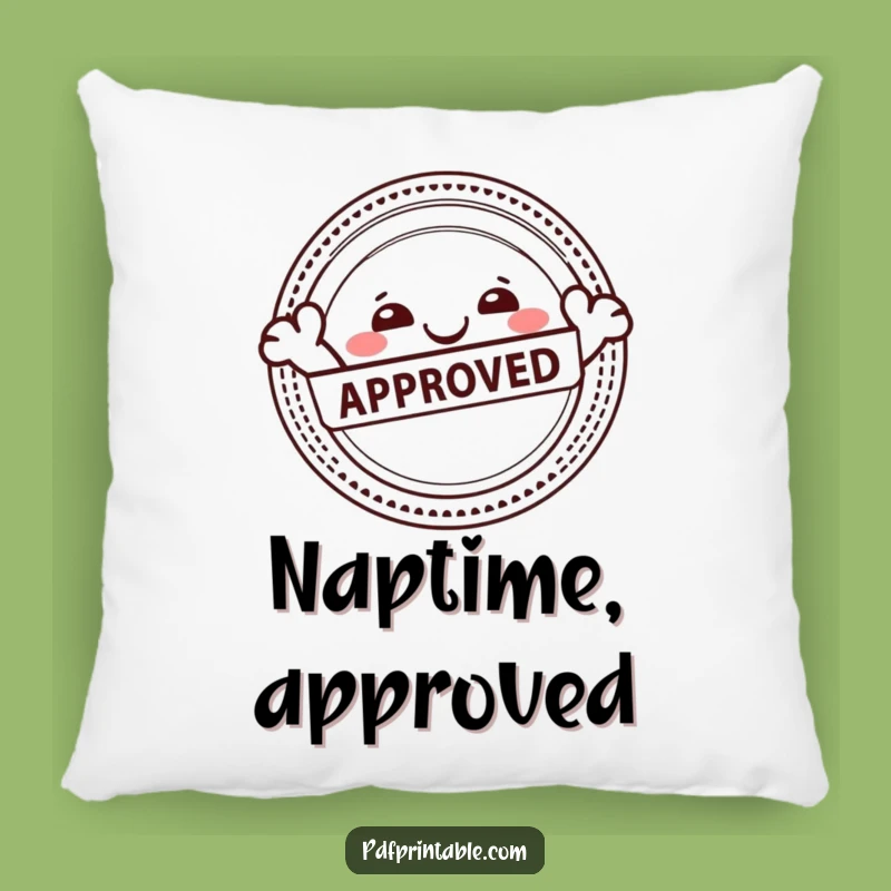 Funny Approval Character Pillow: Cozy Approval, Happy Stamp, Hilarious Home Decor Gift