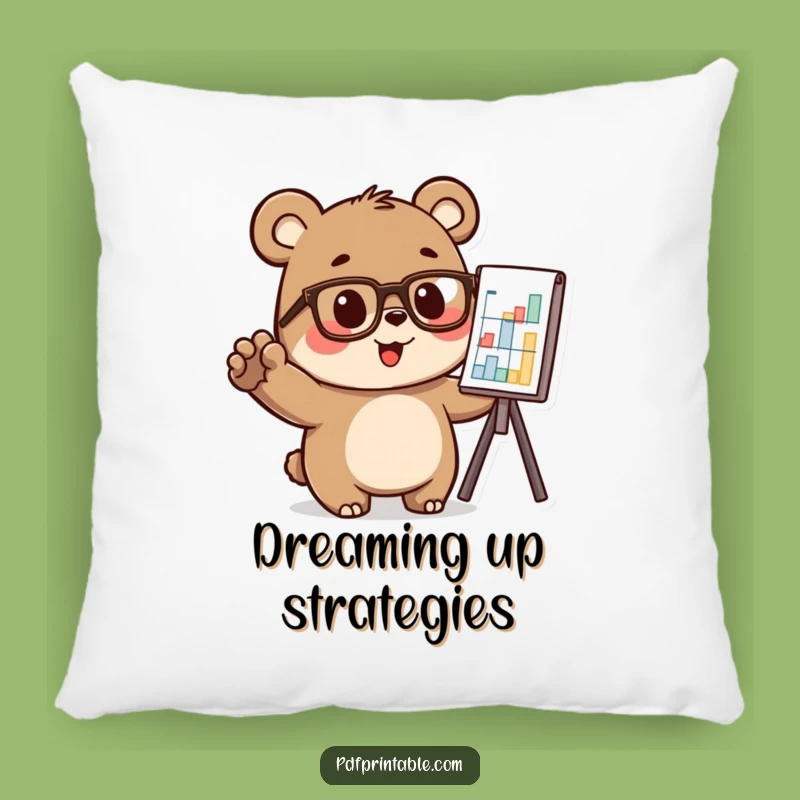 Funny Bear Analyst Pillow: Cozy and Smart Accent for Your Study Space