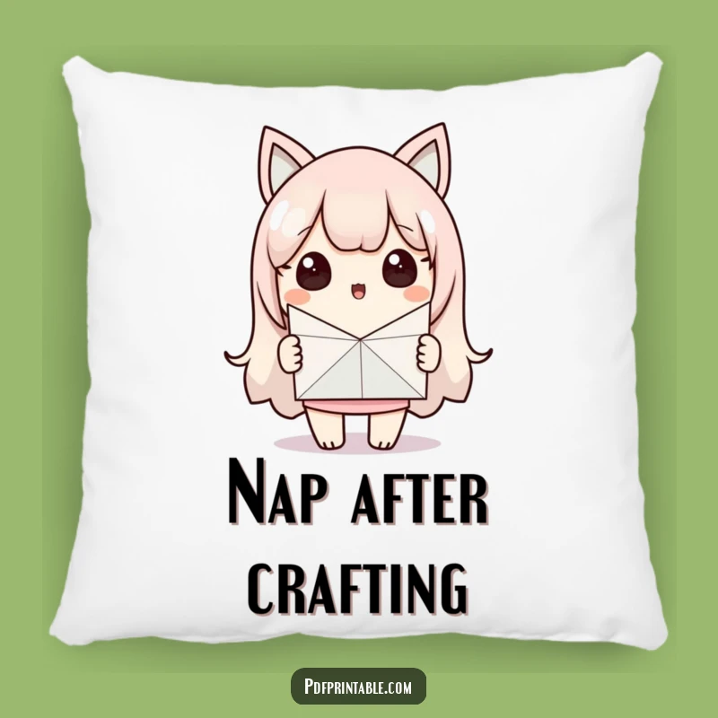 Funny Kawaii Paper Crafter Pillow for Surprised Artists