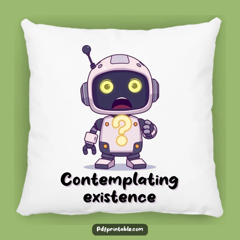 Funny Robot Question Mark Pillow: Cozy Comfort for Pondering