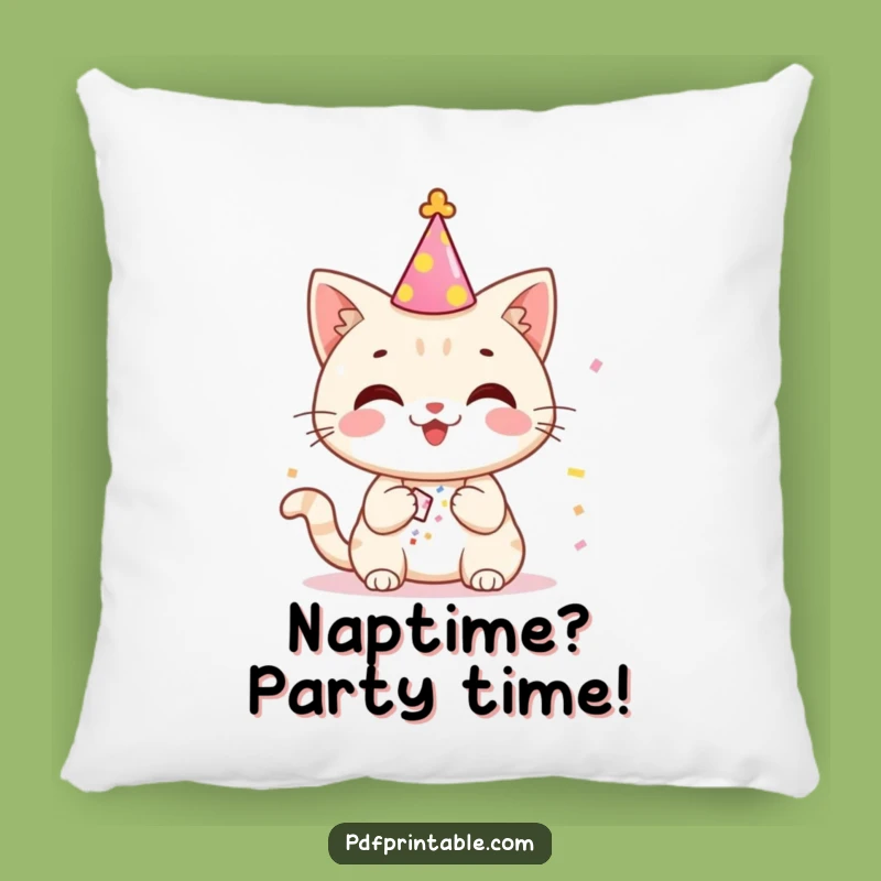 Funny Confetti Cat Nap Pillow - Comfy and humorous gift for feline fiesta lovers.