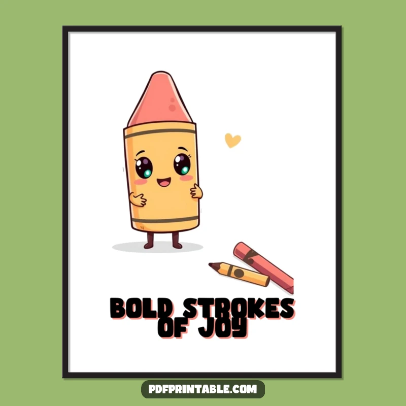 Funny Giant Crayon Digital Print: Character drawing funny shape, humorous artwork gift.