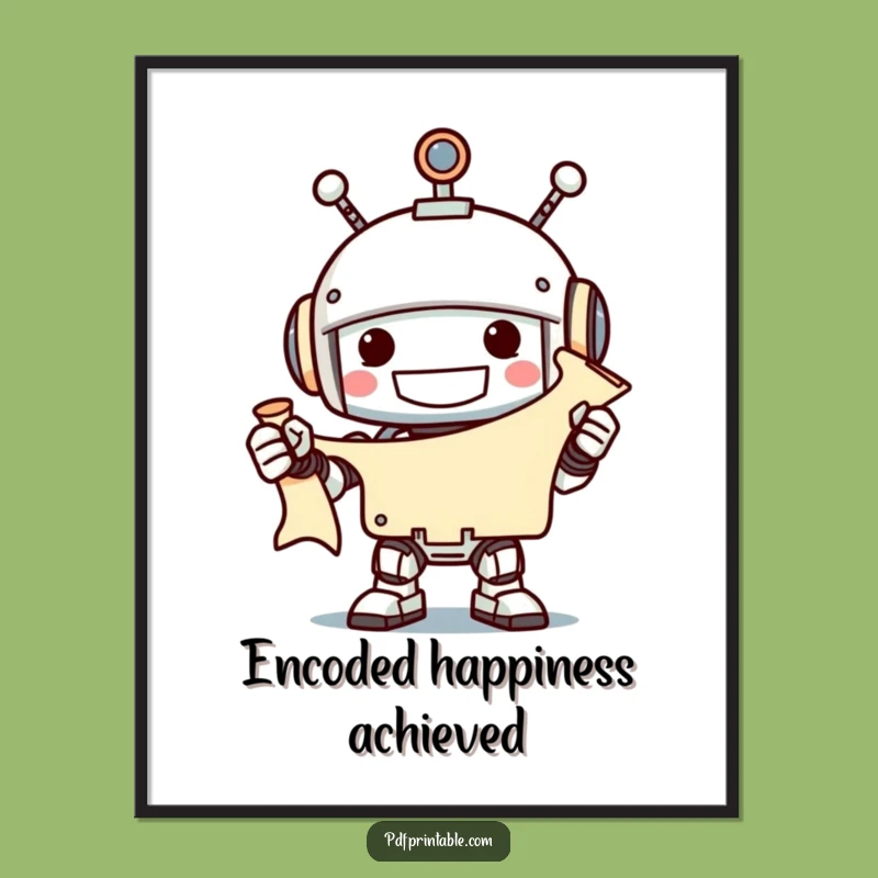 Funny Robot Scroll Digital Art: Hilarious Printable for Instant Tech Decor