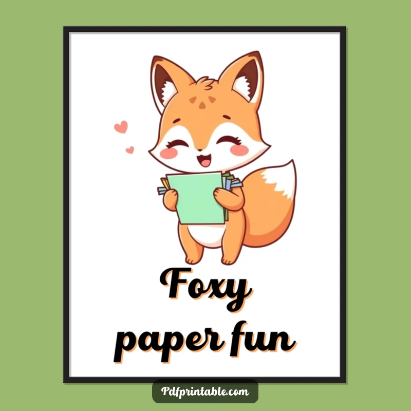 Funny Kawaii Fox Paper Digital Art: Instant Giggles, Unique Funny Gift