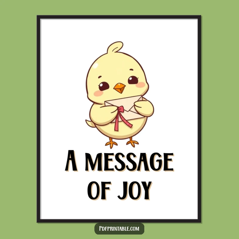 Funny Bird Letter Digital Art: Cheerful Wall Decor, Tiny Message, Instant Funny Gift