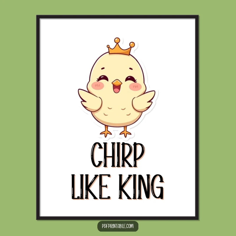 Funny Chick Crown Digital Art: Chirpy Monarch Print, Instant Royalty, Perfect Printable Funny Gift!