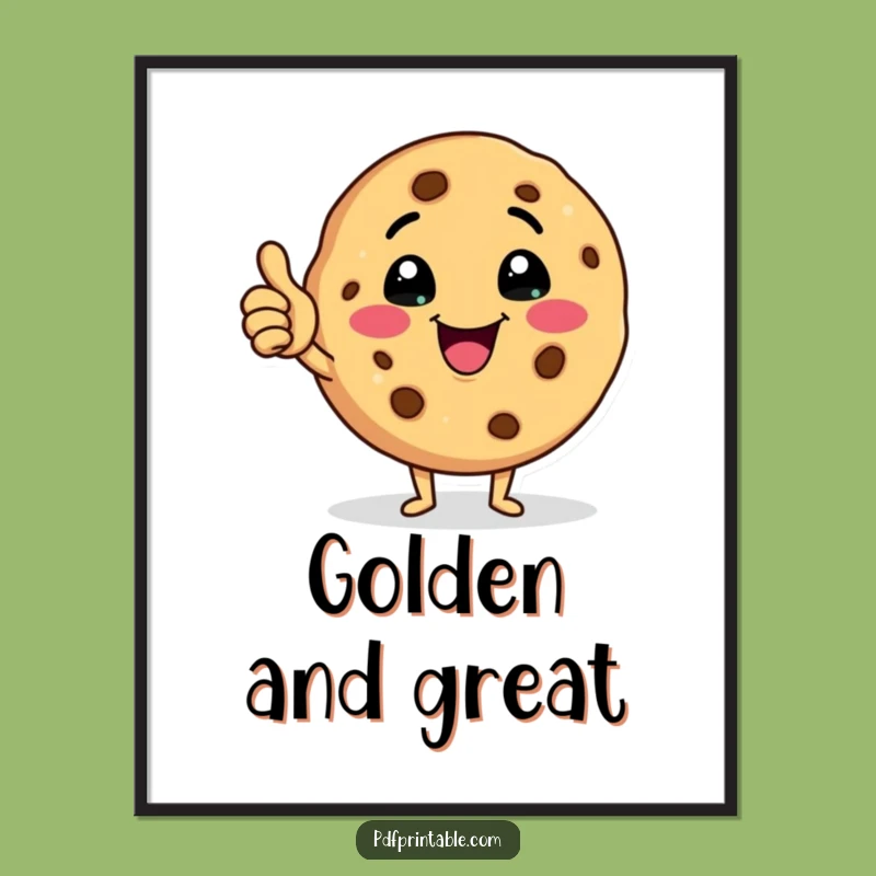 Funny Cookie Digital Art Print: Instant Cheer with a Wink and Thumbs Up