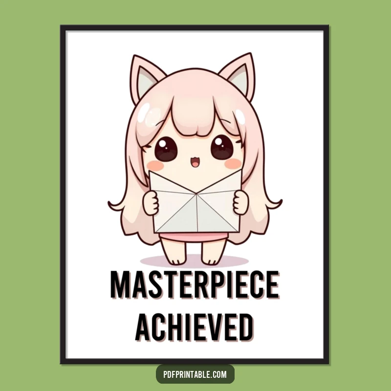 Funny Kawaii Paper Craft Digital Art for Surprised Decor