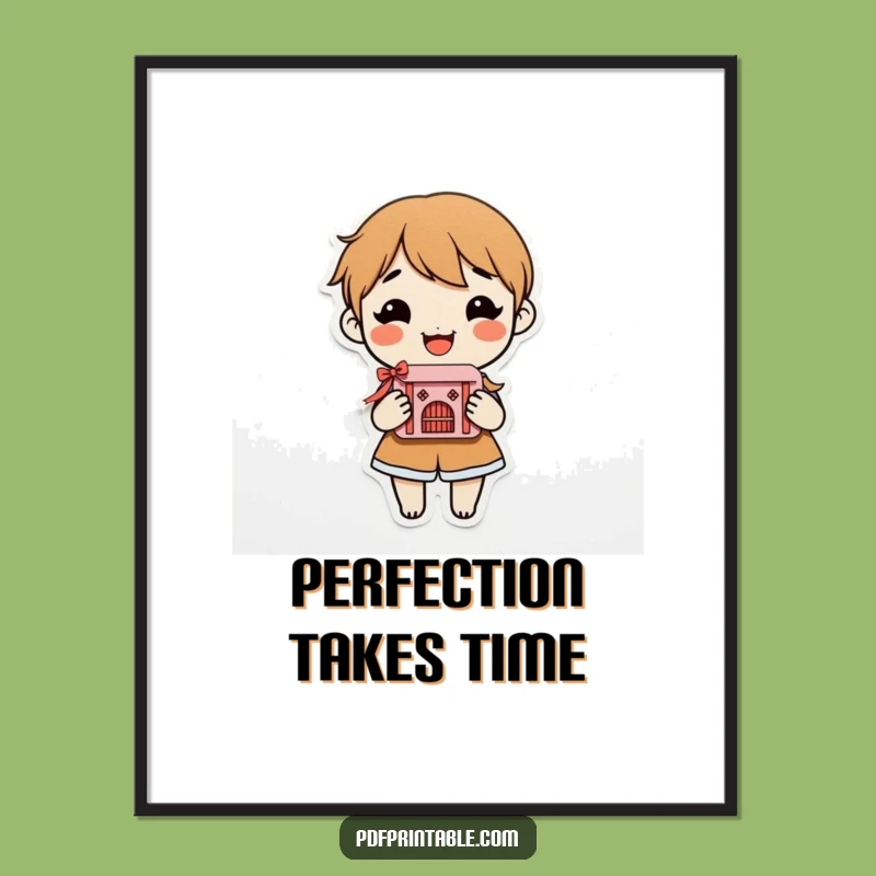 Funny Paper Craft Master Digital Print: Smiling character holds craft, humorous artwork gift.