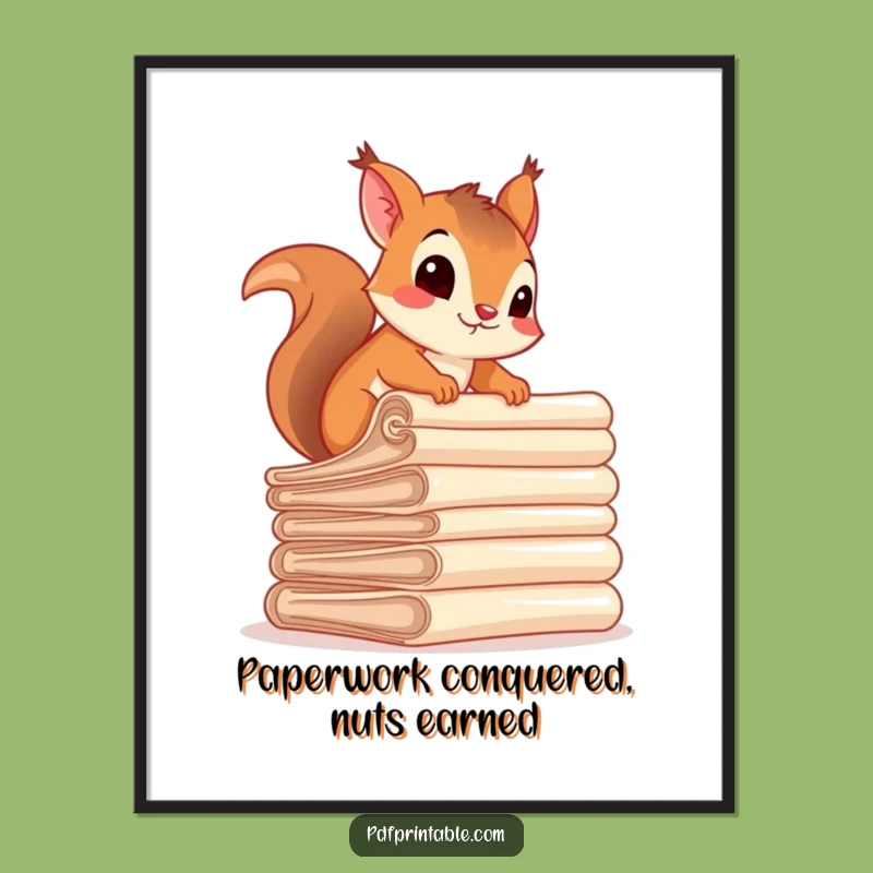 Funny Squirrel Document Climb Digital Art - Instant humorous decor, perfect funny gift.