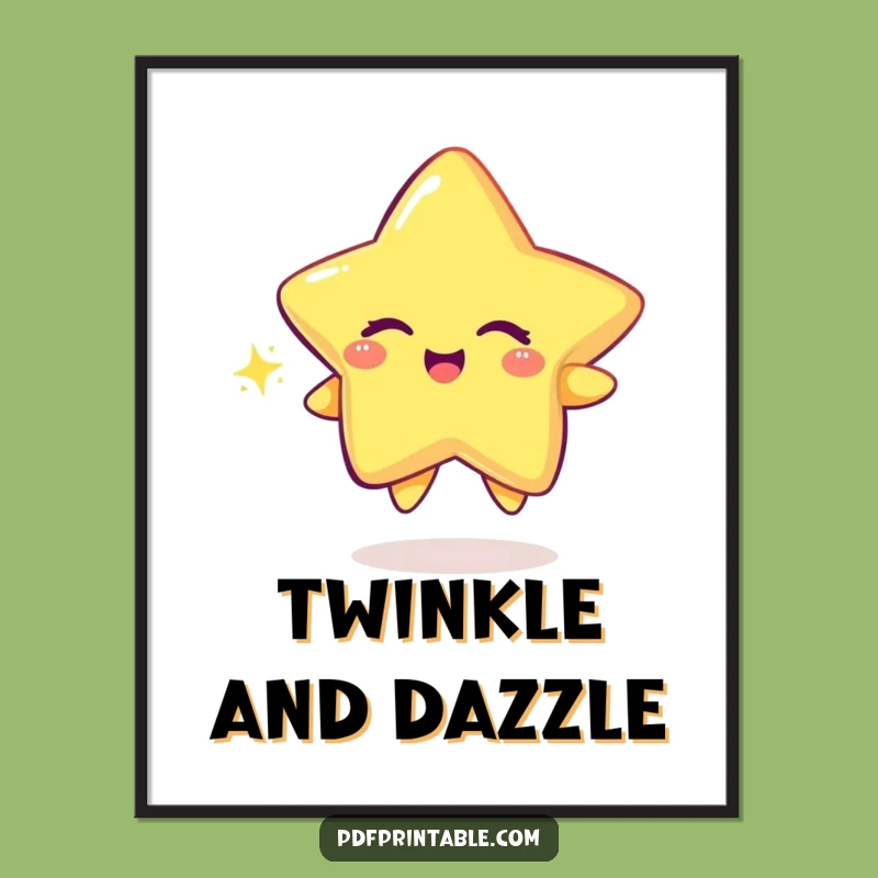 Funny Star Sparkle Digital Print: Instant Magical Art