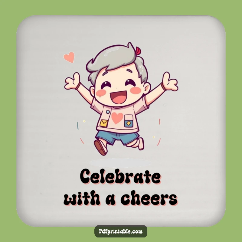 Funny Project Coaster Set: Excited Bouncing Character Protects, Achievement Gift