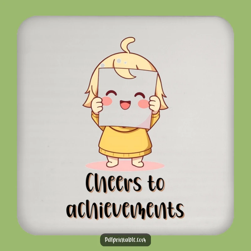 Funny Printing Character Coaster: Protect Success, Fresh Page, Fun Decor Gift