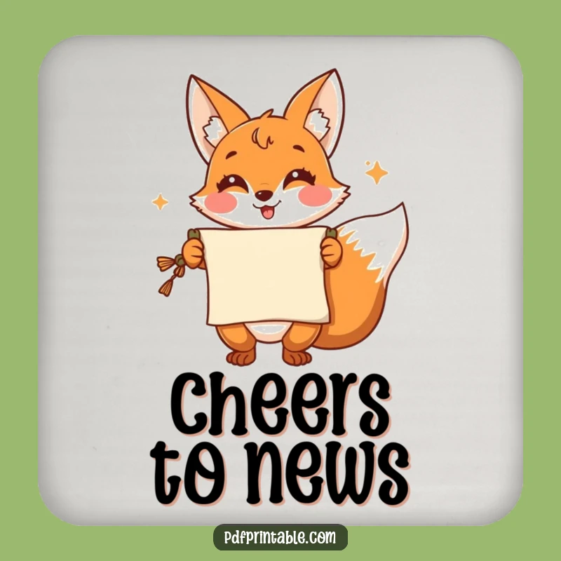 Funny Fox Coaster Set: Clever Presenter with Scroll, Protect Surfaces with Humorous Style