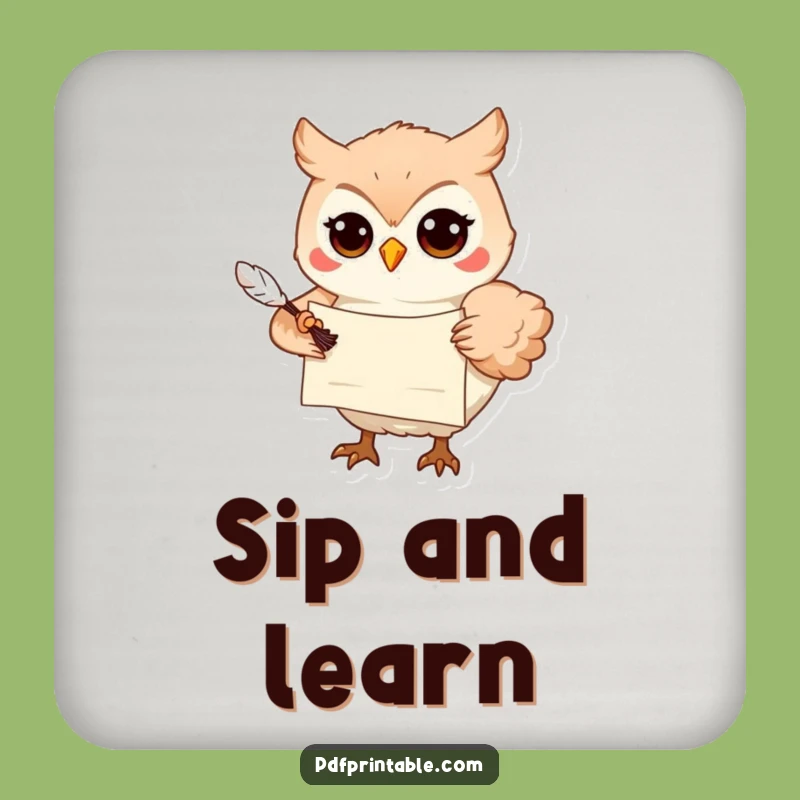 Funny Owl Coaster Set: Wise Messenger with Scroll, Protect Surfaces with Humorous Style