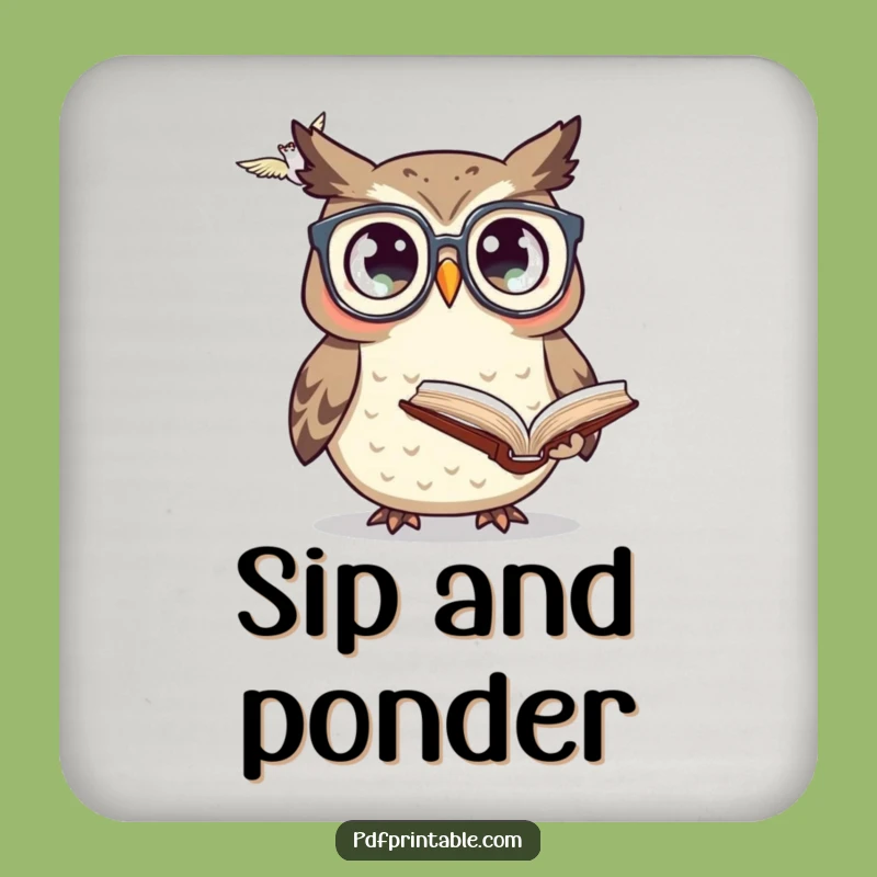Funny Owl Glasses Book Coaster: Protect Surfaces With Scholarly Humor