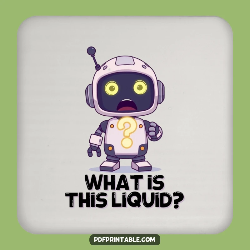 Funny Robot Question Mark Coasters: Protect Surfaces with Wonder