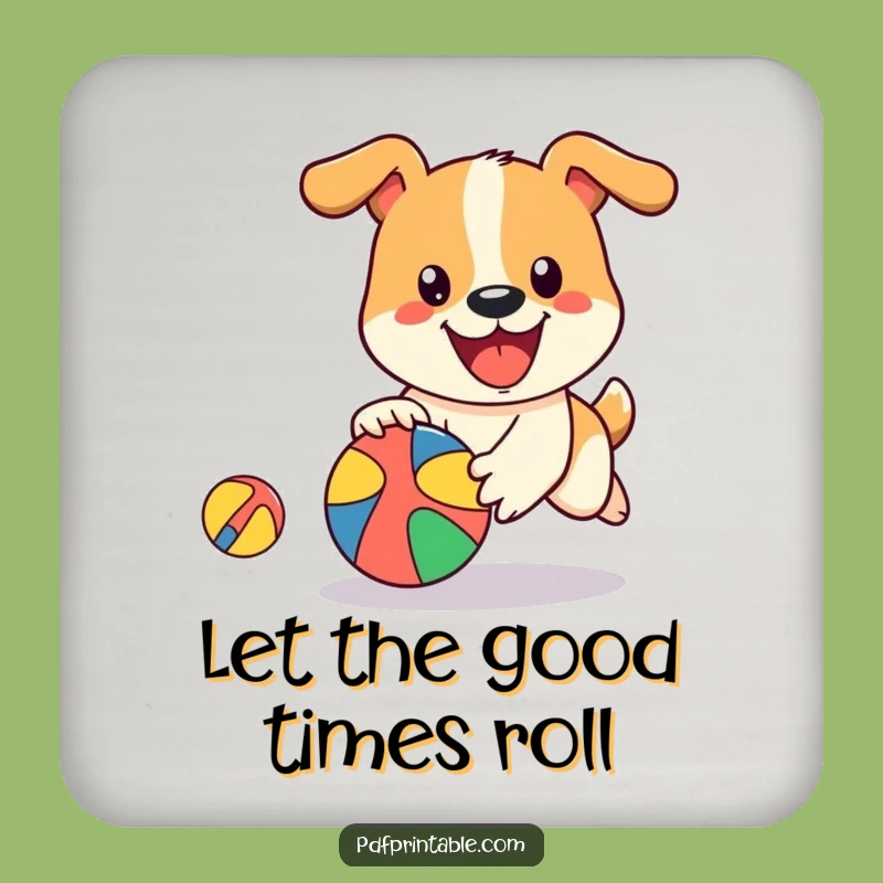 Funny Dog Ball Coasters: Protect Your Table, Playful Chase, Home Funny Gift