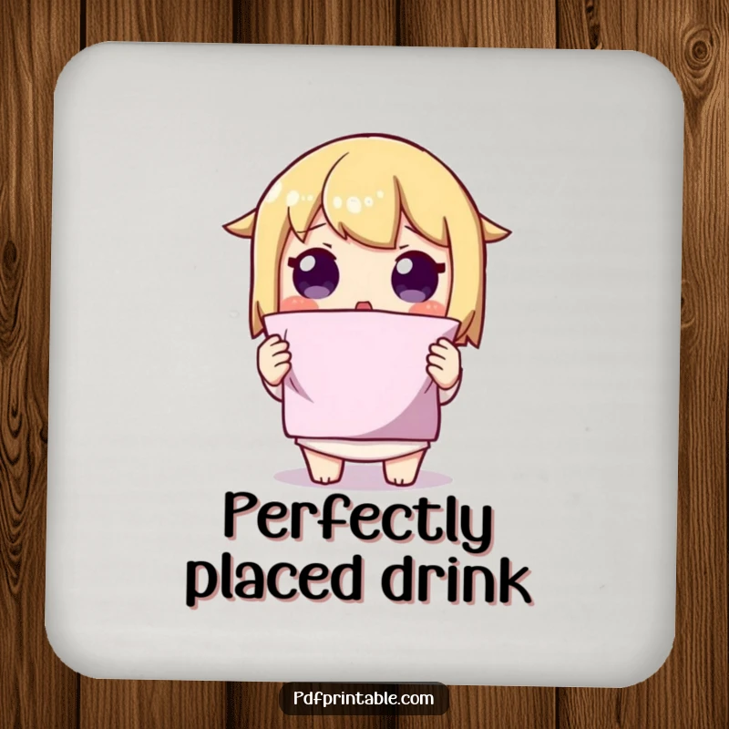Funny Folded Shape Coasters featuring a character with a surprised expression holding up a perfectly folded shape, adding creative flair.