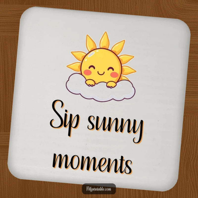 Funny Drink Coasters: A set of coasters featuring a smiling sun character peeking from a cloud, for sunny protection.