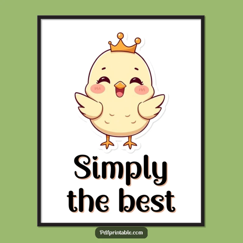 Funny Chick Crown Poster: Chirpy Monarch Art, Regal Decor, Perfect Funny Gift!