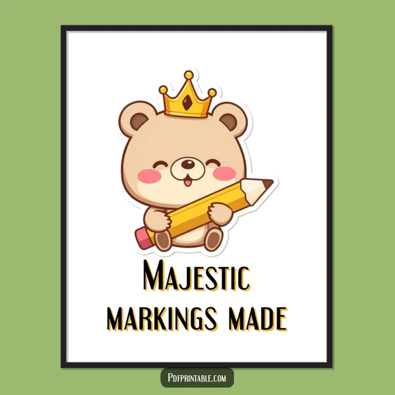 Funny Giggling Bear King Poster: Regal Humor to Brighten Your Walls, Perfect Funny Gift!