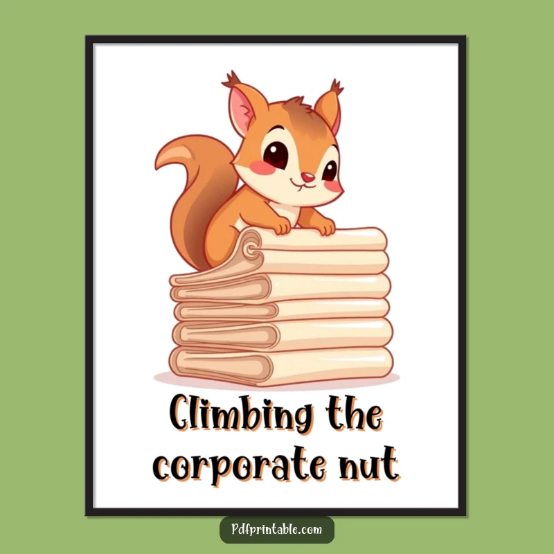 Funny Squirrel Climbing Documents Poster - Hilarious wall art and perfect funny gift.