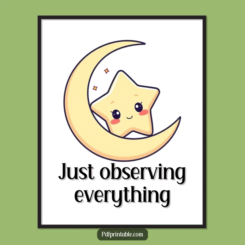 Funny Star Moon Poster: Celestial Art for Your Walls!