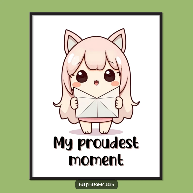 Funny Kawaii Paper Craft Poster for Surprised Creator Decor