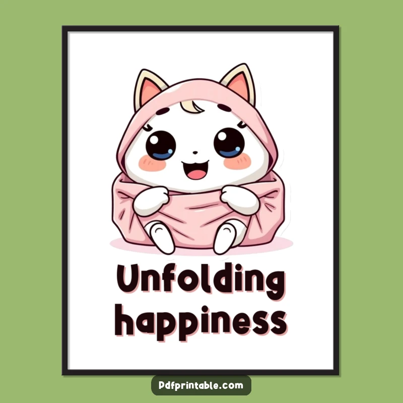 Funny Kawaii Giggling Unfolder Poster for Joyful Decor